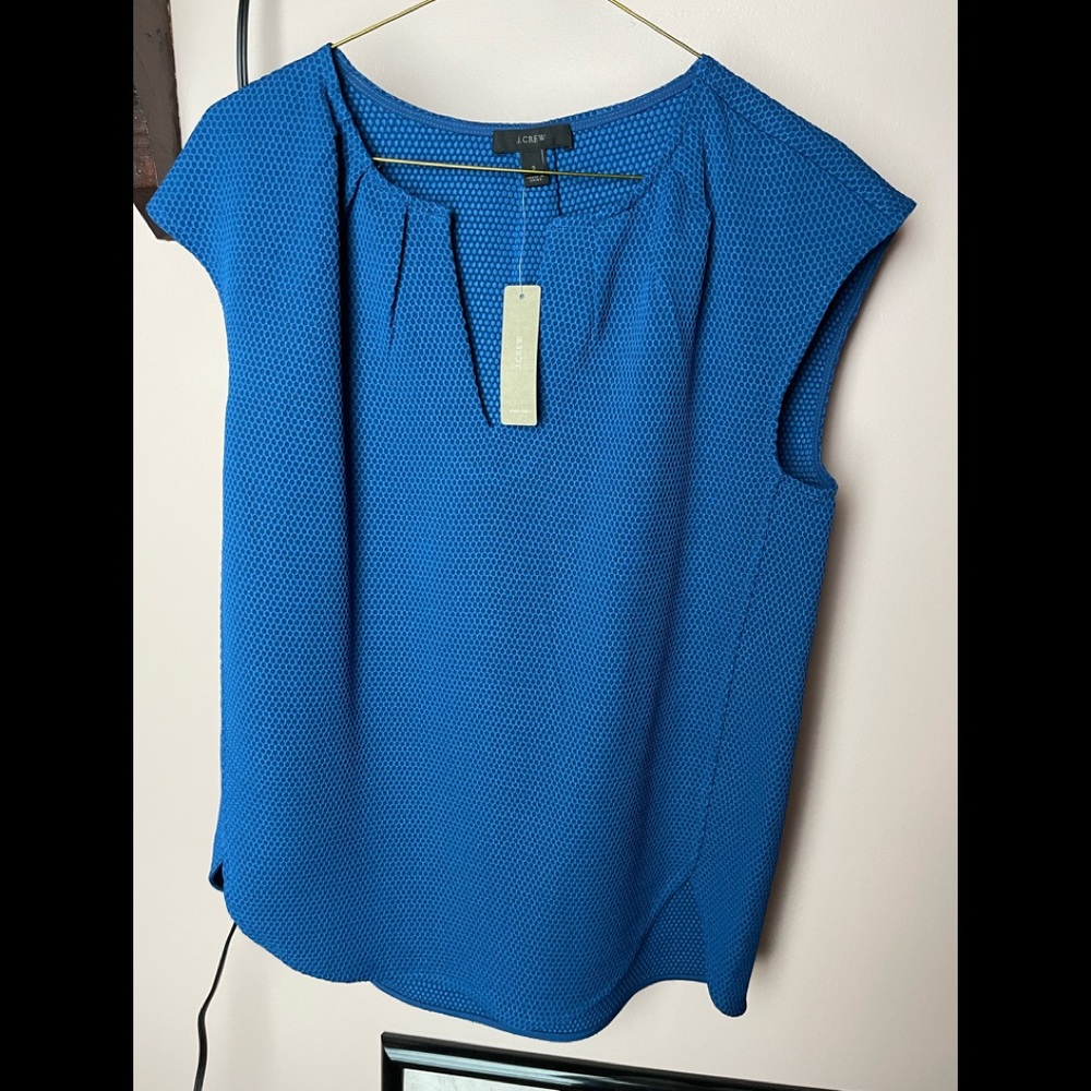 J. Crew sleeveless jacquard shell—gorgeous blue!